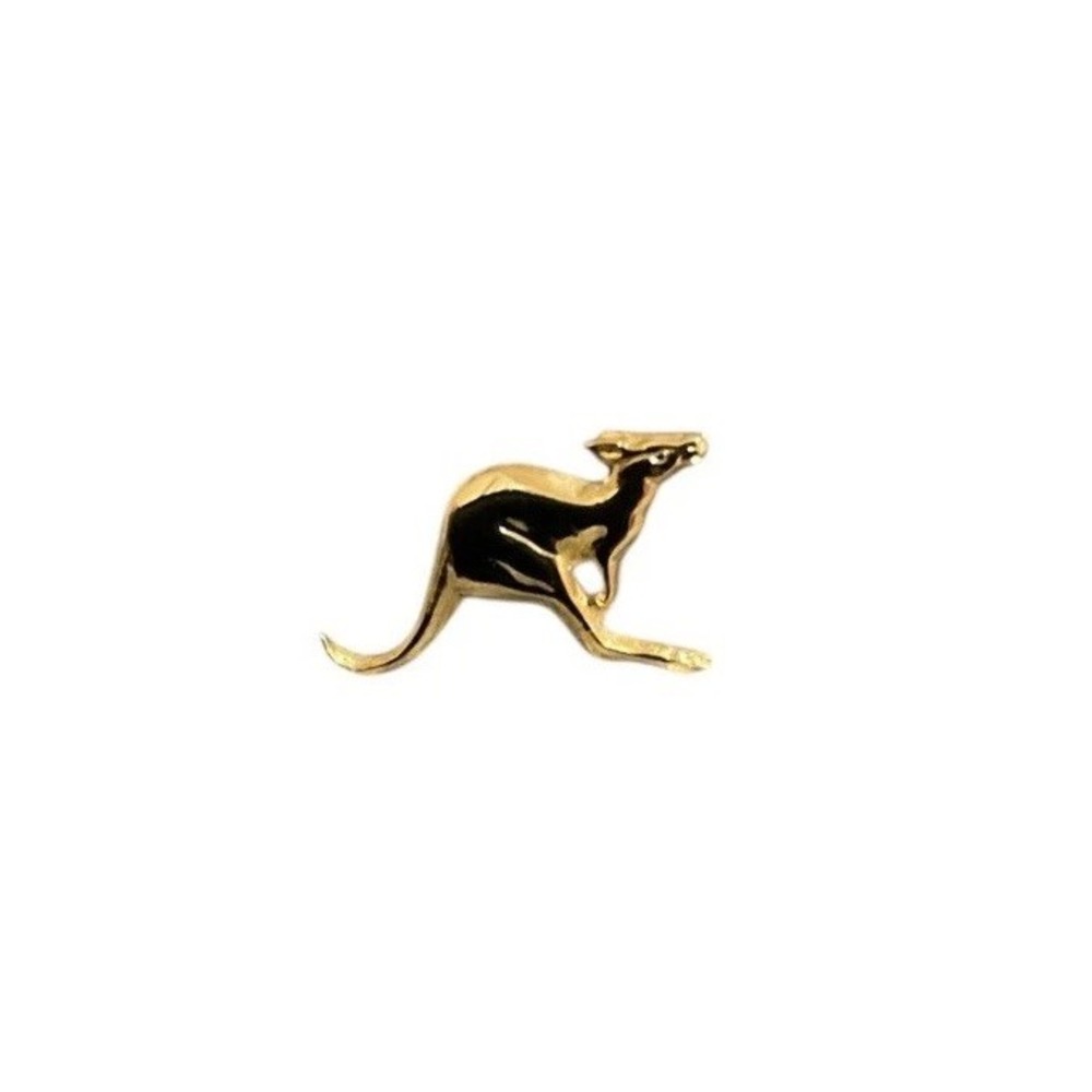 Kangaroo Australia Down Under Gold Tone Lapel Pin Hat Pinback Chain & Bar